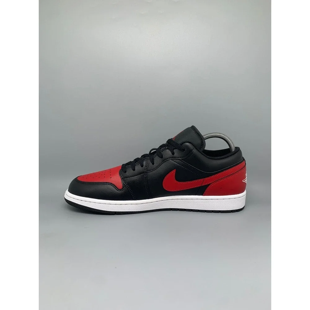 Jordan 1 Low Bred Toe 2.0 Black White Gym Red Shoes 553558-067 Men's Sz 13 NWT